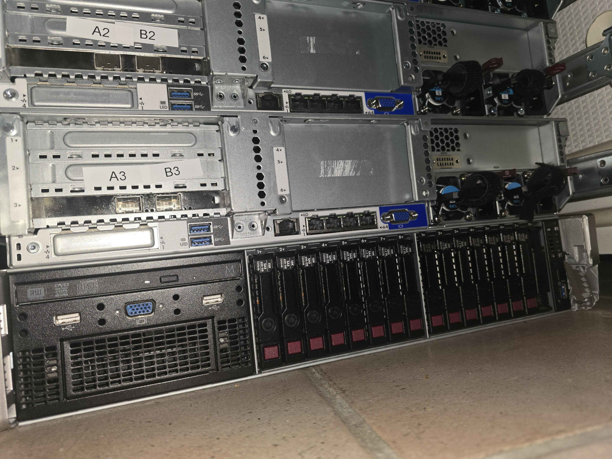 Two labeled rack servers with accelerator cards and storage bays